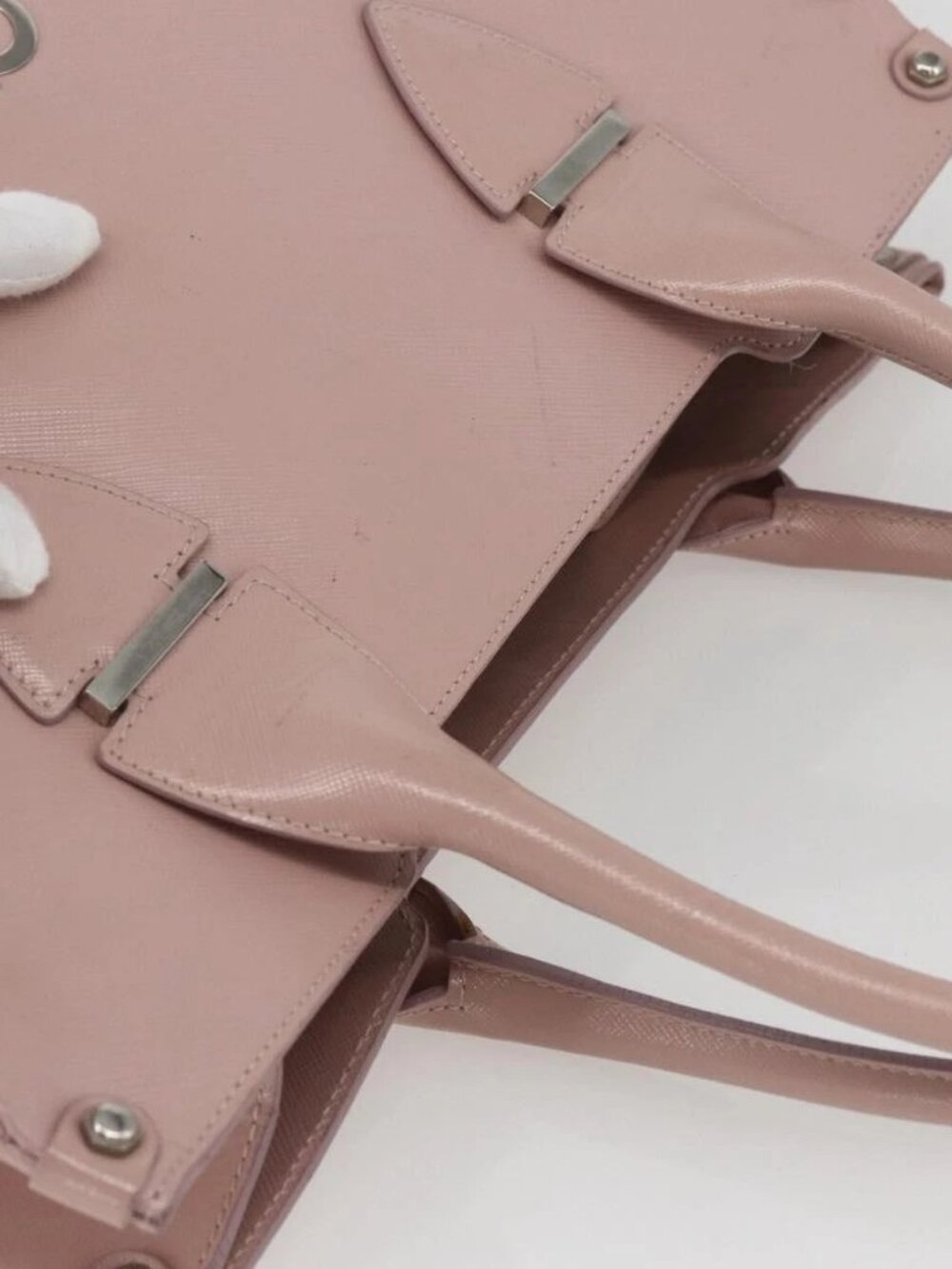 Salvatore Ferragamo Gancini Hand Bag Leather Pink Silver Auth 159143 - Picture 6 of 16